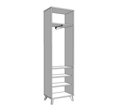Elegant Kenzo Oak Slim Wardrobe: Single Door, Four Shelves, Pull-Out Hanging Rail - UK Luxury Furniture